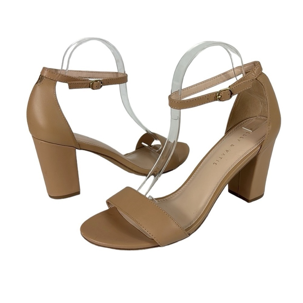 Kelly & Katie Ankle Strap Heeled Hailee Sandal Women's US 10 Leather Beige Brown